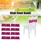 10Pcs Chair Cover Bands Elastic Stretch Sashes Bows for Wedding Banquet Hotel DecorationRose Red