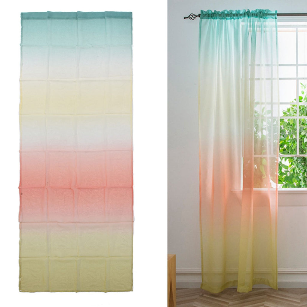1x2.7m Gradient Window Gauze Voile Drapes Modern Tulle Sheer Curtains for Bedroom PlayroomsLower Yellow