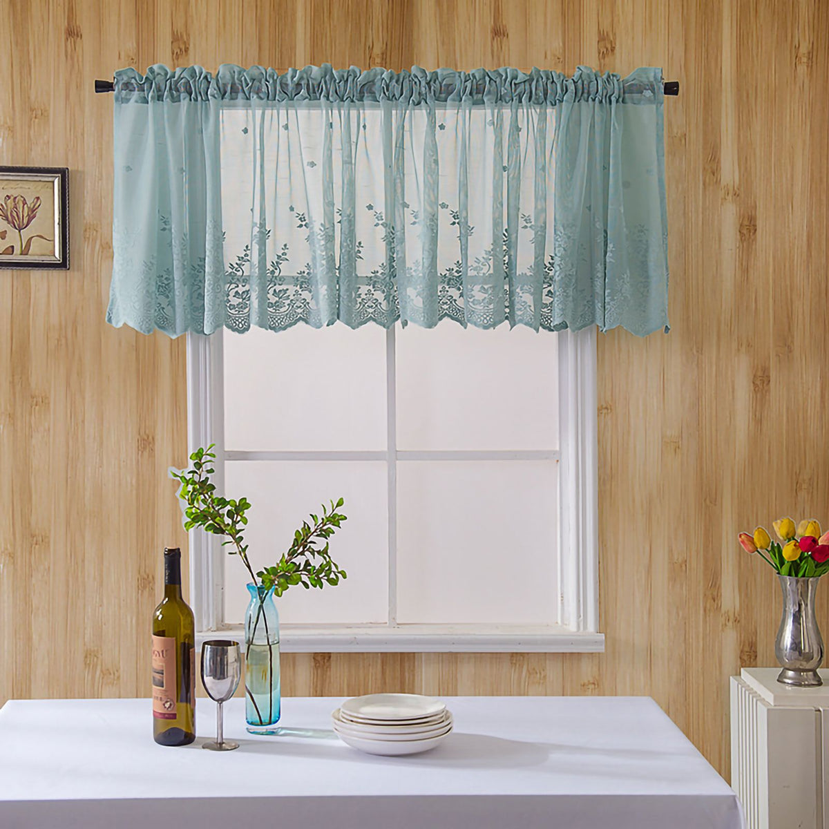 Blackout Short Window Valance Curtains Darkening Privacy Curtains Tiers for Bathroom Kitchen Bedroom Small Windows