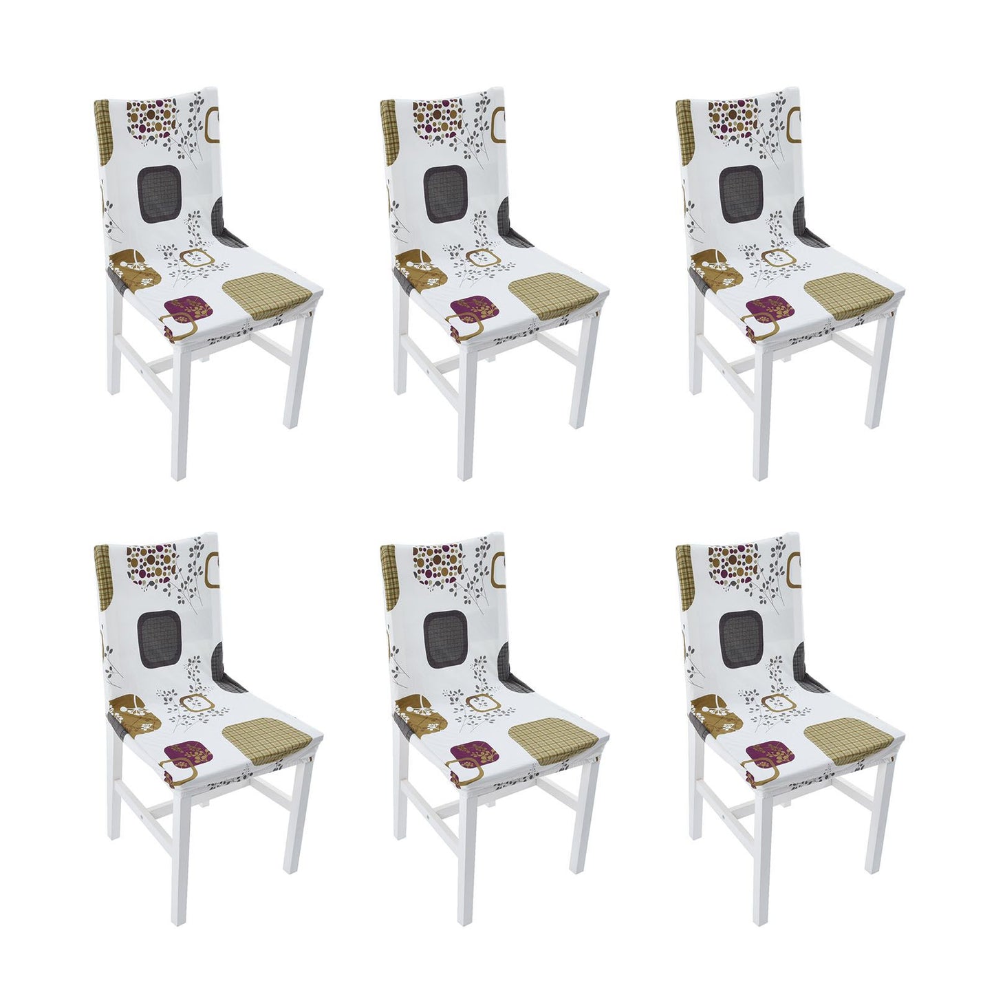 6PCS High Elasticity Chair Cover Removable Washable Dustproof Home Hotel Dining Chair CoversType 1