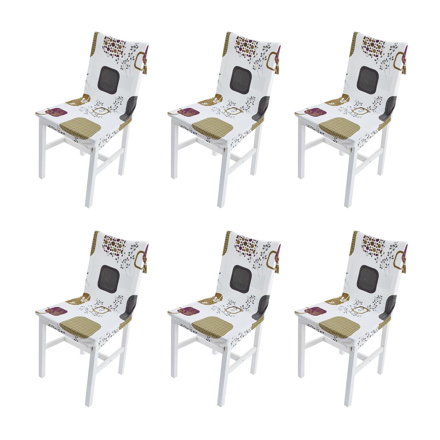 6PCS High Elasticity Chair Cover Removable Washable Dustproof Home Hotel Dining Chair CoversType 1