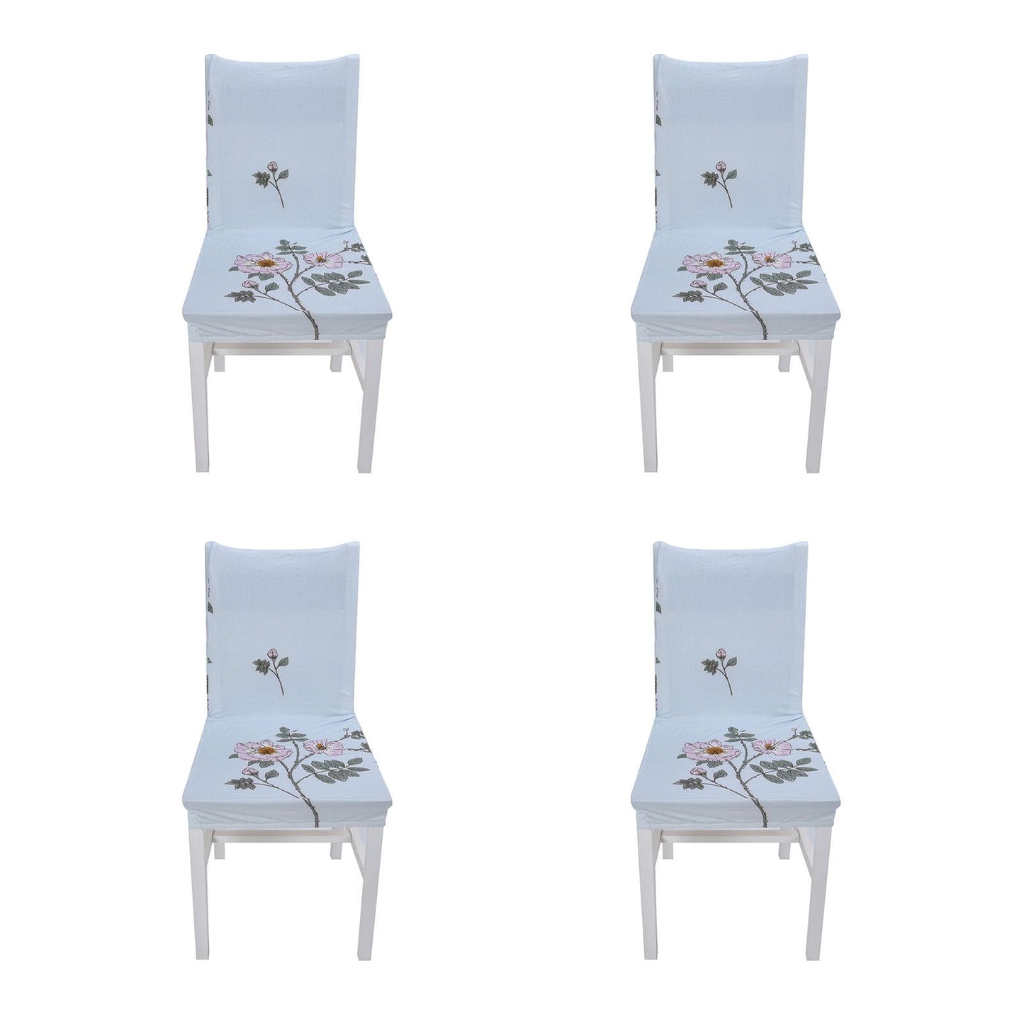 4Pcs Chair Slipcover High Elasticity Stylish Elegant Design Dustproof Dining Chair Cover for Hotel Office BanquetRose Spread