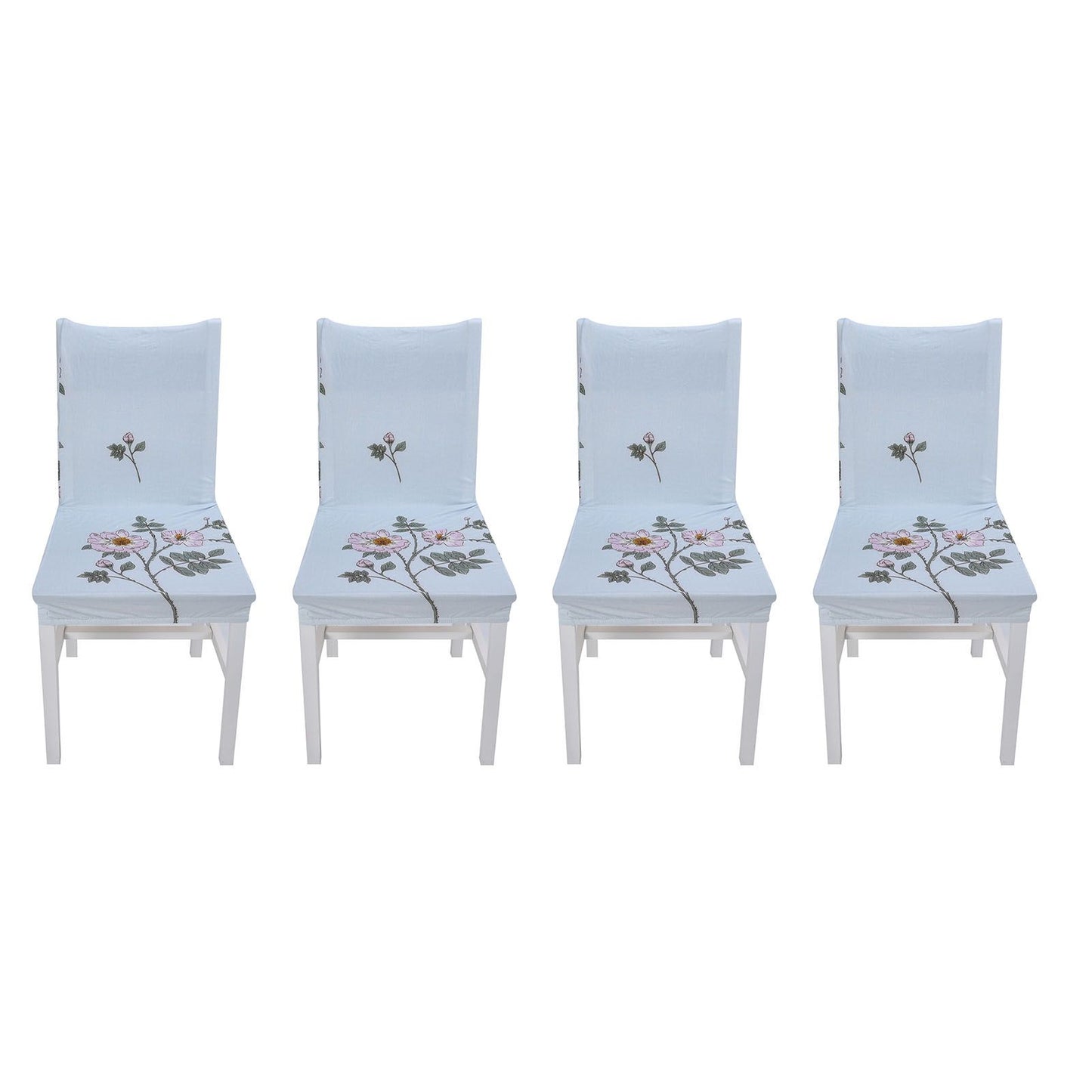 4Pcs Chair Slipcover High Elasticity Stylish Elegant Design Dustproof Dining Chair Cover for Hotel Office BanquetRose Spread