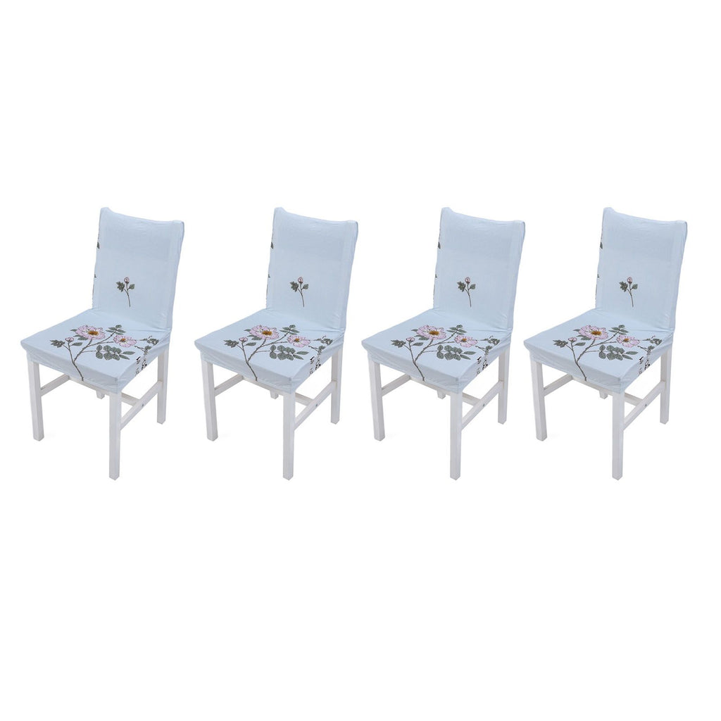 4Pcs Chair Slipcover High Elasticity Stylish Elegant Design Dustproof Dining Chair Cover for Hotel Office BanquetRose Spread