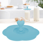 Silicone Lid Dustproof Heat Resistant Hot and Cold Beverage Cup Lid for Kitchen HomeBlue
