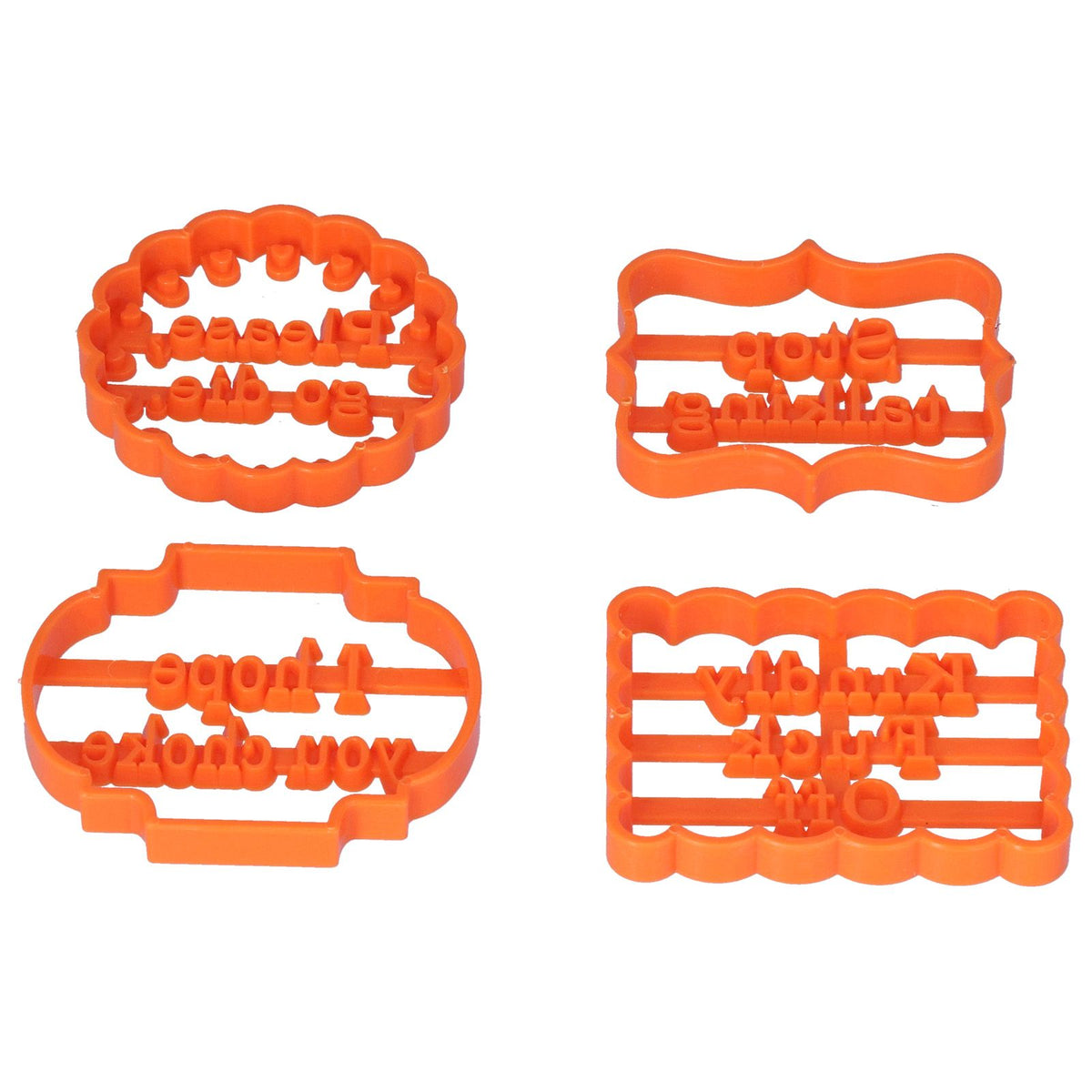 4Pcs Biscuits Molds Cookie Plastic DIY Baking Molds with Phrases for Home Birthdays Holidays