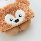 Hooded U Shaped Pillow Cute Cartoon Travel PP Cotton U Shaped Neck Pillow for Airplane Seat Yellow Bear
