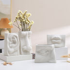 Ceramic Flower Vase Human Face Vase Minimalist Decorative Hydroponic Flower Arrangement Container