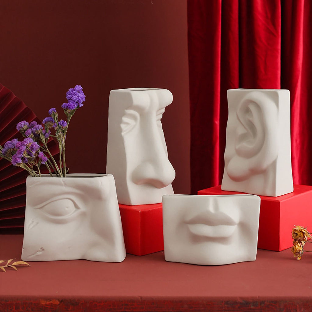 Ceramic Flower Vase Human Face Vase Minimalist Decorative Hydroponic Flower Arrangement Container