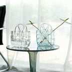 Glass Vase Transparent Hand Basket Living Room Flower Arrangement Creative Bag Fish Tank