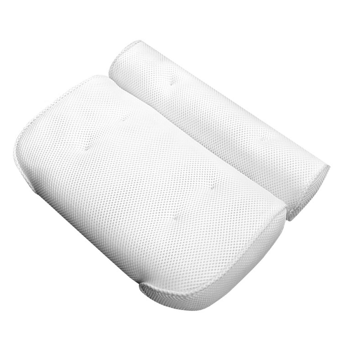 Bath Pillow 3D Mesh Fabric Soft Bathtub Pillow with Suction Cups Spa Bathtub Cushion for Back Neck Support Rest White