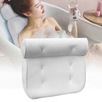 Bath Pillow 3D Mesh Fabric Soft Bathtub Pillow with Suction Cups Spa Bathtub Cushion for Back Neck Support Rest White
