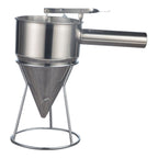 Stainless Steel Pancake Batter Dispenser Baking Cake Funnel Dispenser with Stable Rack for Takoyaki Ball Waffles