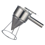 Stainless Steel Pancake Batter Dispenser Baking Cake Funnel Dispenser with Stable Rack for Takoyaki Ball Waffles