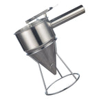Stainless Steel Pancake Batter Dispenser Baking Cake Funnel Dispenser with Stable Rack for Takoyaki Ball Waffles