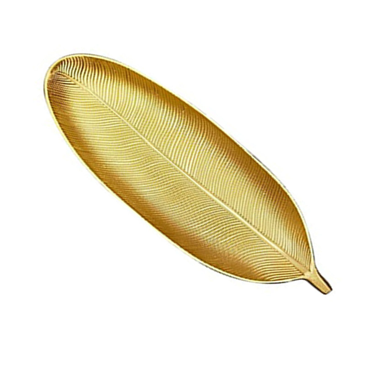 Fruit Plate Golden Style Leaf Shape Brushed Appearance Compact Density Board Serving Dessert Plate for Home L