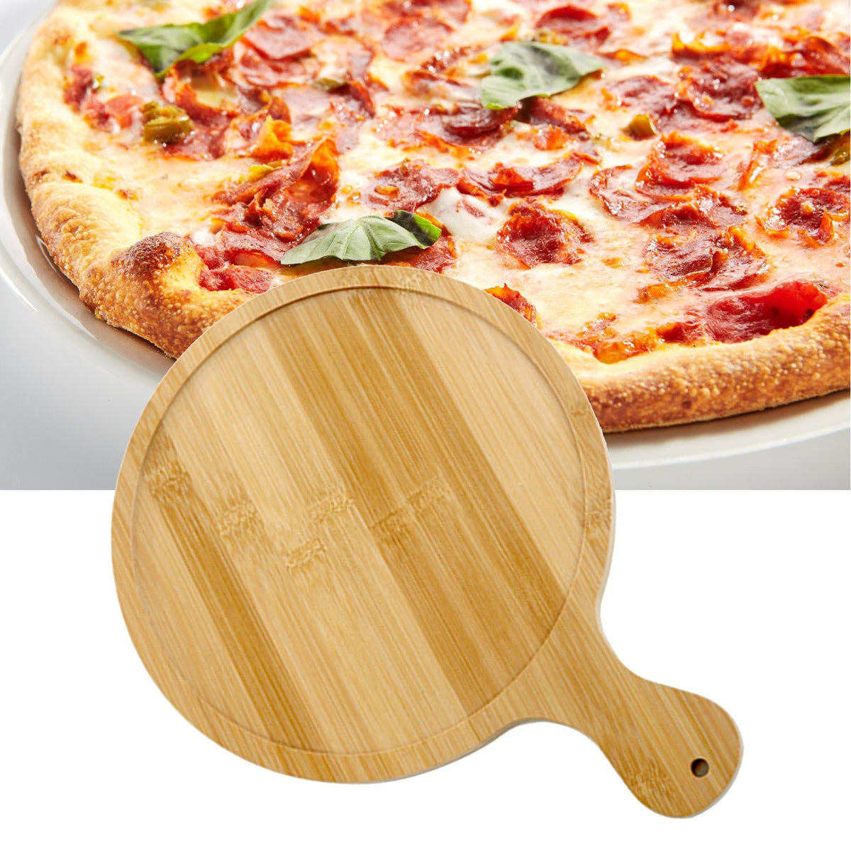 Bamboo Wood Pizza Tray Clear Texture Comfortable Hand Feeling Round Wooden Pizza Serving Plate 6in for 5in Pizzas