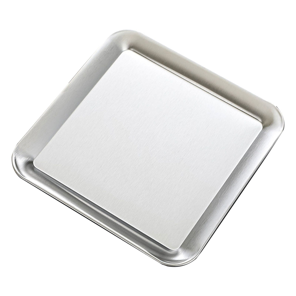 Serving Platter Square Stainless Steel Dish Tray Barbecue Plate Silver Color for Home L