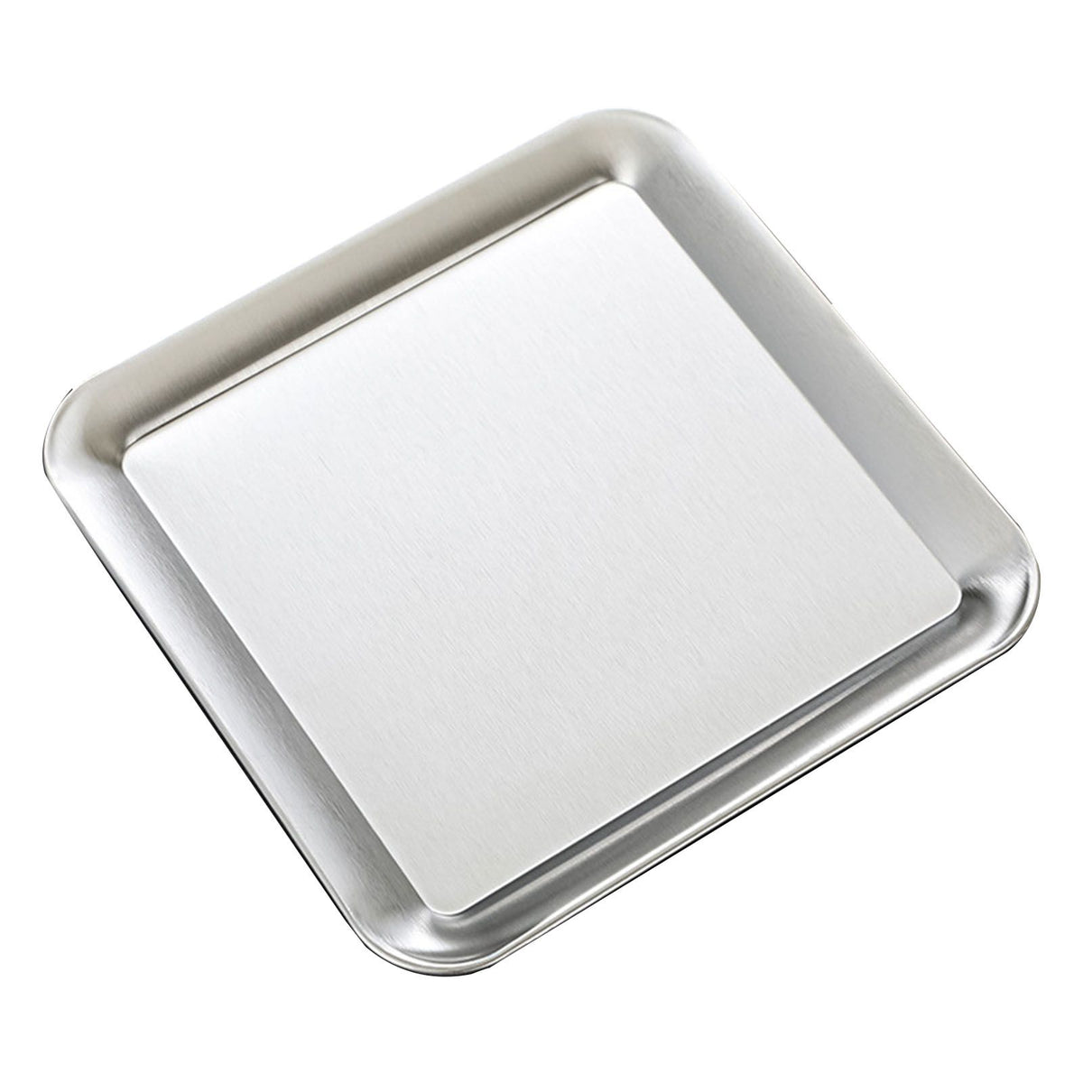 Serving Platter Square Stainless Steel Dish Tray Barbecue Plate Silver Color for Home L