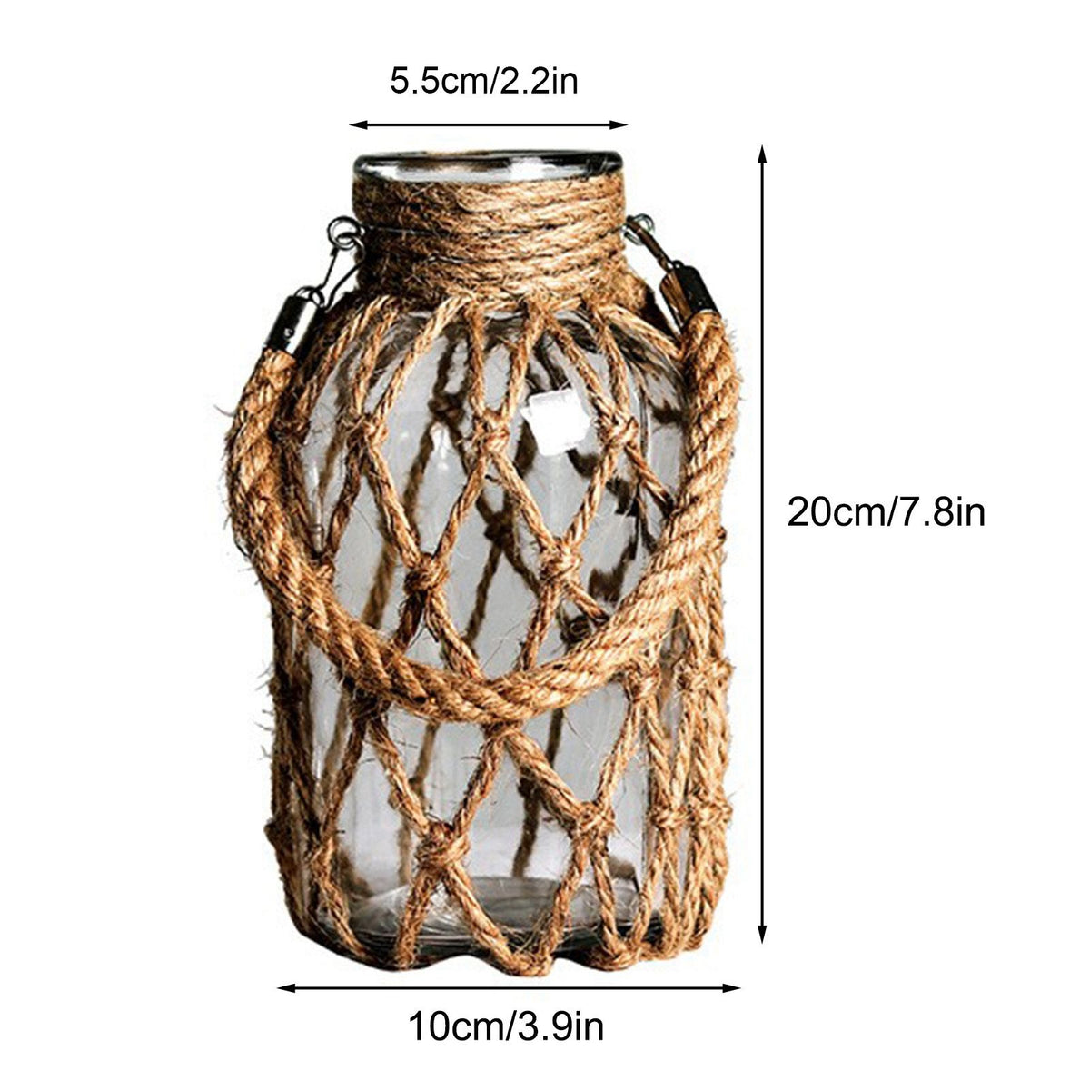 Hand Woven Twine Glass Vase Transparent Flower Arrangement Vase Hydroponic Vintage Vase Decoration