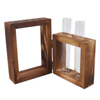 Plant Propagation Station Wooden Stand with 2 Glass Test Tubes Wooden Frame Glass Hydroponic Test Tube Vase Flower Pot Table Ornament for Water Planting Flower