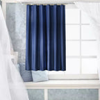Waterproof Shower Curtain with Hooks Modern Thicken Polyester Shower Curtain for Home Hotel Bathroom Dark Blue