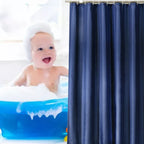 Waterproof Shower Curtain with Hooks Modern Thicken Polyester Shower Curtain for Home Hotel Bathroom Dark Blue