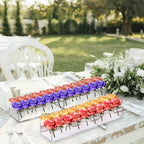 Clear Acrylic Flower Vase Multi Holes Elegant Decorative Long Rectangle Vase for Wedding Home Dining Table Decor 40cm/15.7in