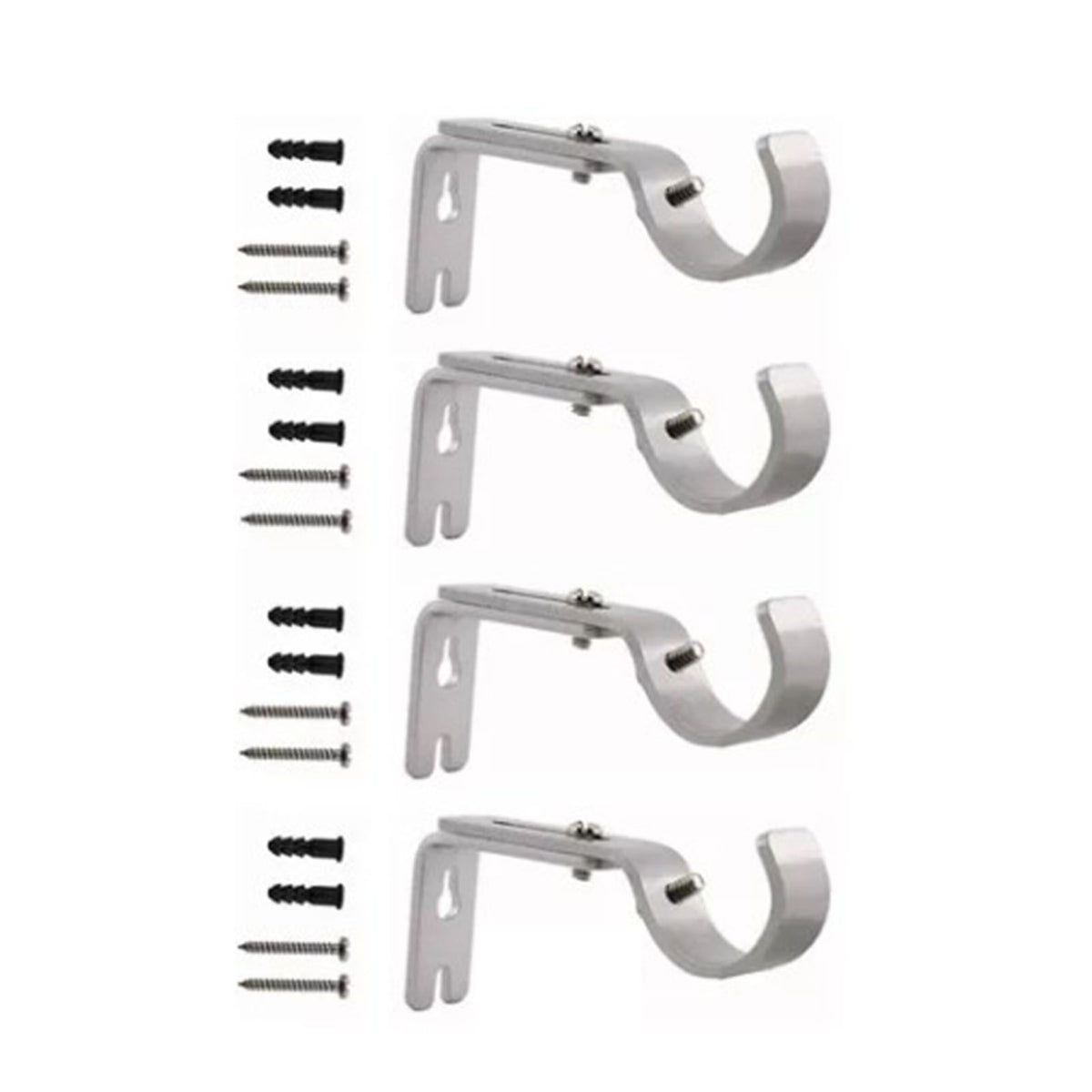4PCS Curtain Rod Bracket Adjustable Heavy Duty Curtain Rod Wall Bracket Hooks with Installation Screws