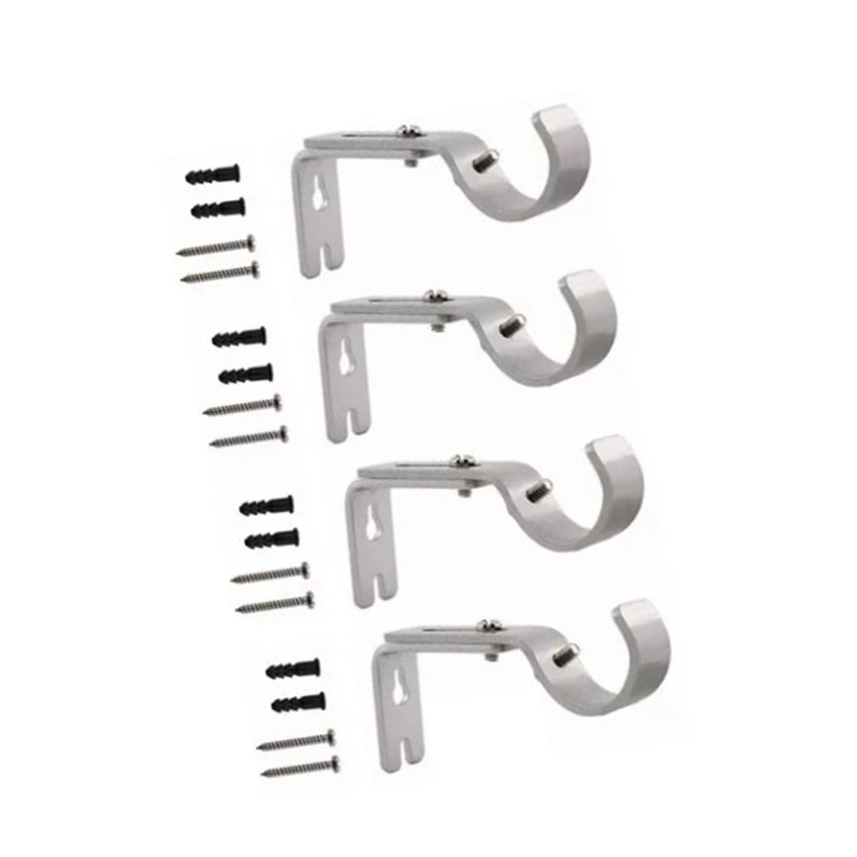 4PCS Curtain Rod Bracket Adjustable Heavy Duty Curtain Rod Wall Bracket Hooks with Installation Screws