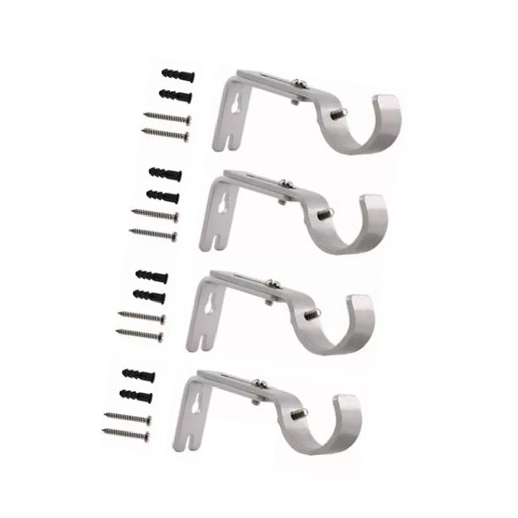 4PCS Curtain Rod Bracket Adjustable Heavy Duty Curtain Rod Wall Bracket Hooks with Installation Screws