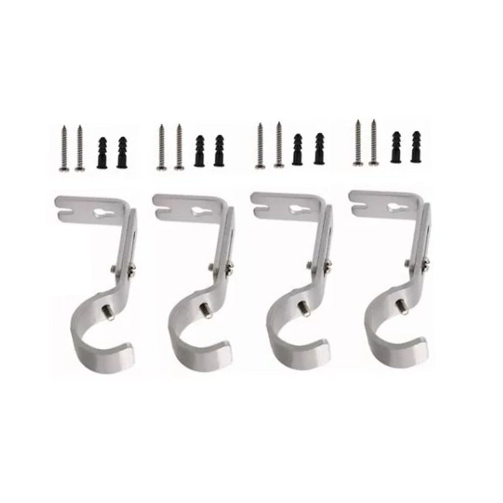 4PCS Curtain Rod Bracket Adjustable Heavy Duty Curtain Rod Wall Bracket Hooks with Installation Screws