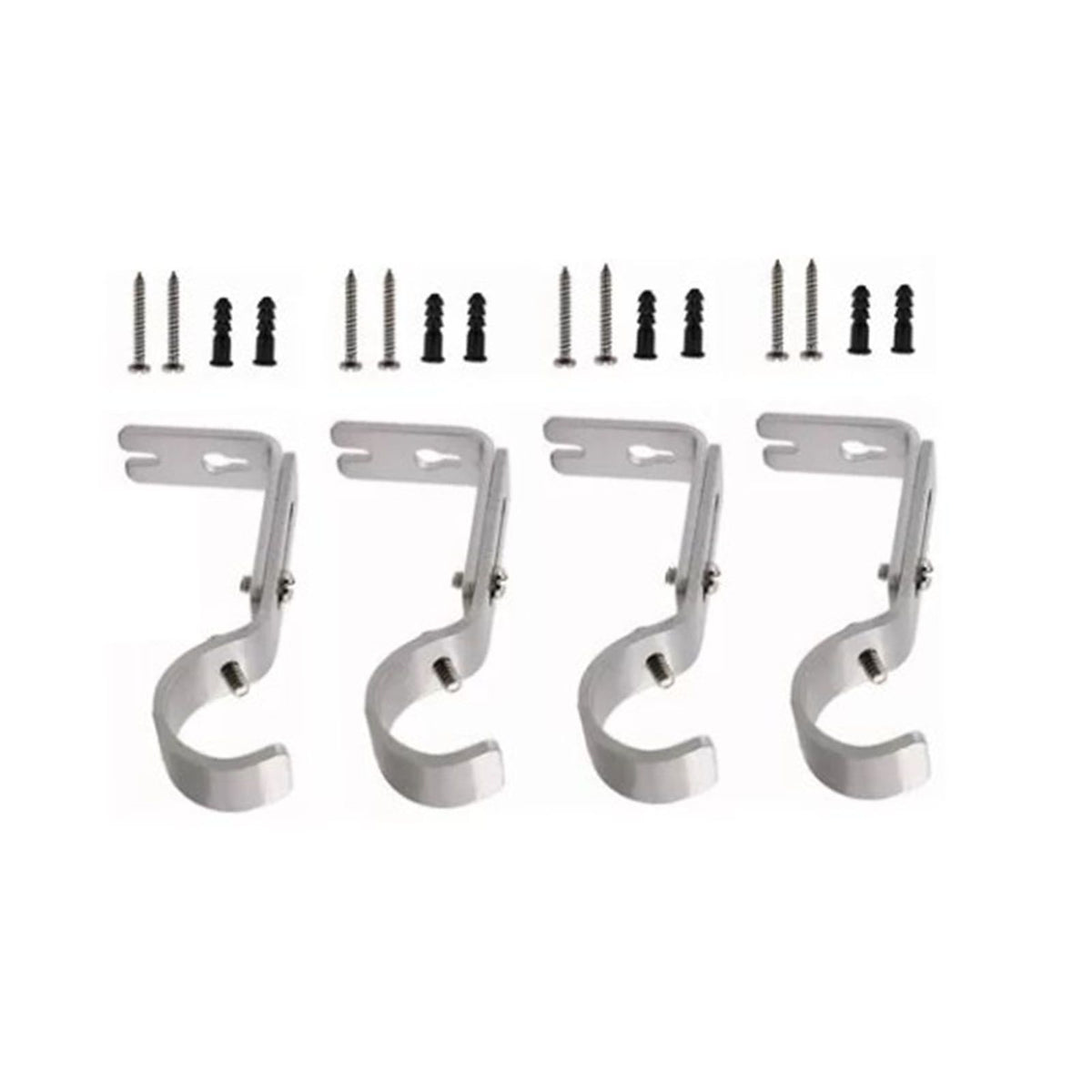 4PCS Curtain Rod Bracket Adjustable Heavy Duty Curtain Rod Wall Bracket Hooks with Installation Screws