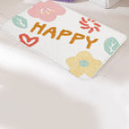 Bath Mat Cute Cartoon Soft Slip Resistance Highly Absorbent Bath Rug for Bathroom Bedroom Kitchen White