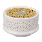 Teapot Warmer Tea Coffee Warmer Base Ceramic Heater with Spoon Lid and Candle Holder White