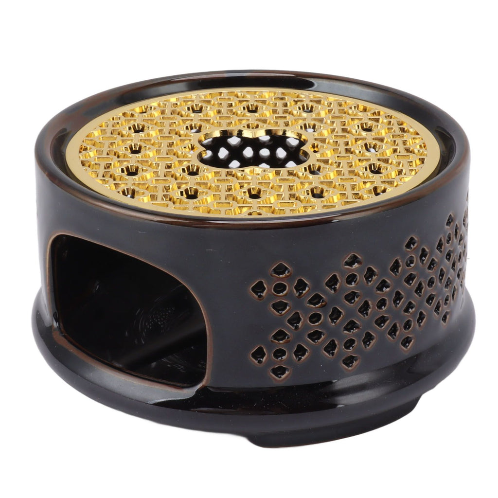 Teapot Warmer Tea Coffee Warmer Base Ceramic Heater with Spoon Lid and Candle Holder Brown