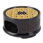 Teapot Warmer Tea Coffee Warmer Base Ceramic Heater with Spoon Lid and Candle Holder Brown