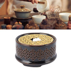 Teapot Warmer Tea Coffee Warmer Base Ceramic Heater with Spoon Lid and Candle Holder Brown