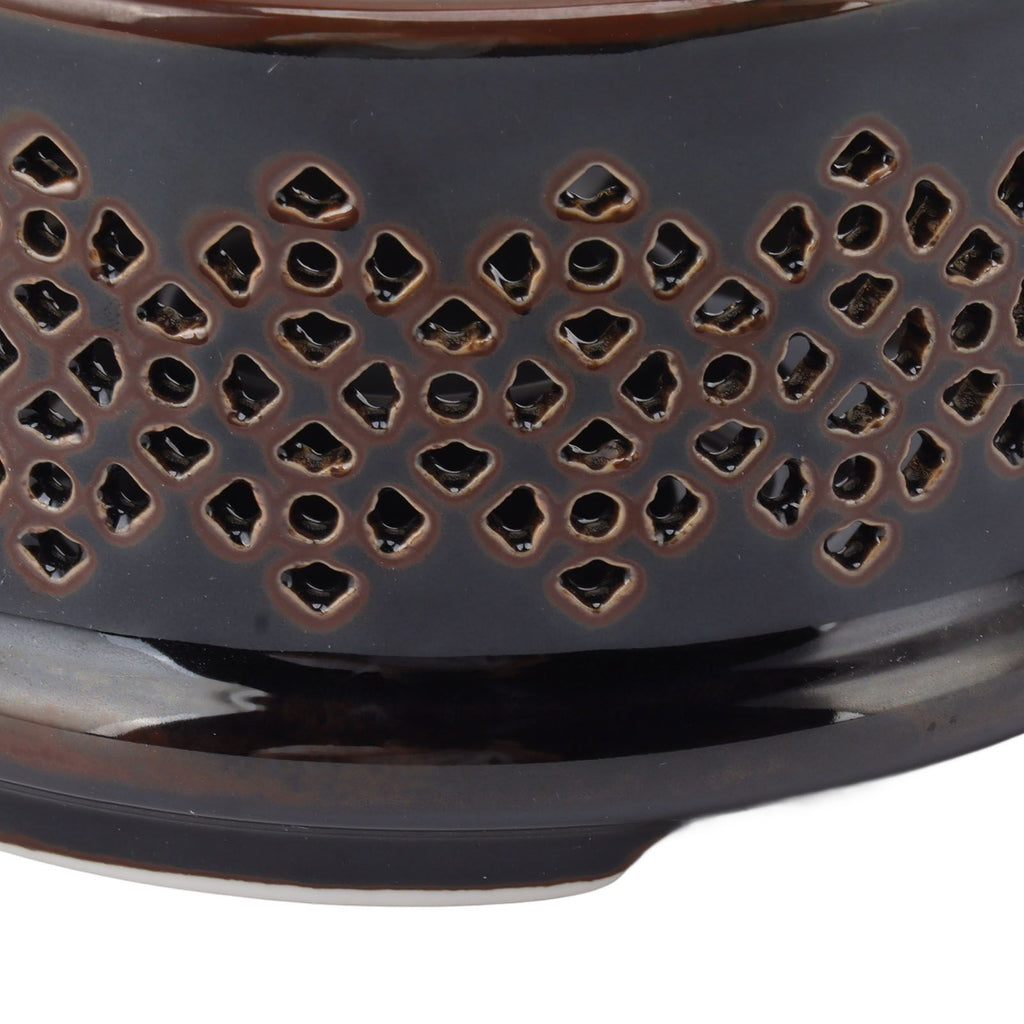 Teapot Warmer Tea Coffee Warmer Base Ceramic Heater with Spoon Lid and Candle Holder Brown