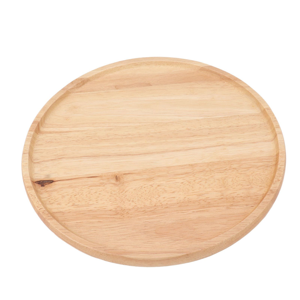 Round Wood Tray 30cm Simple Style Stable Serving Tray for Breakfast Pizza Fruit Snacks