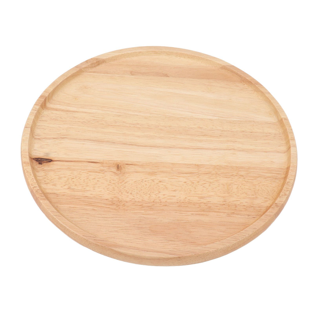 Round Wood Tray 30cm Simple Style Stable Serving Tray for Breakfast Pizza Fruit Snacks
