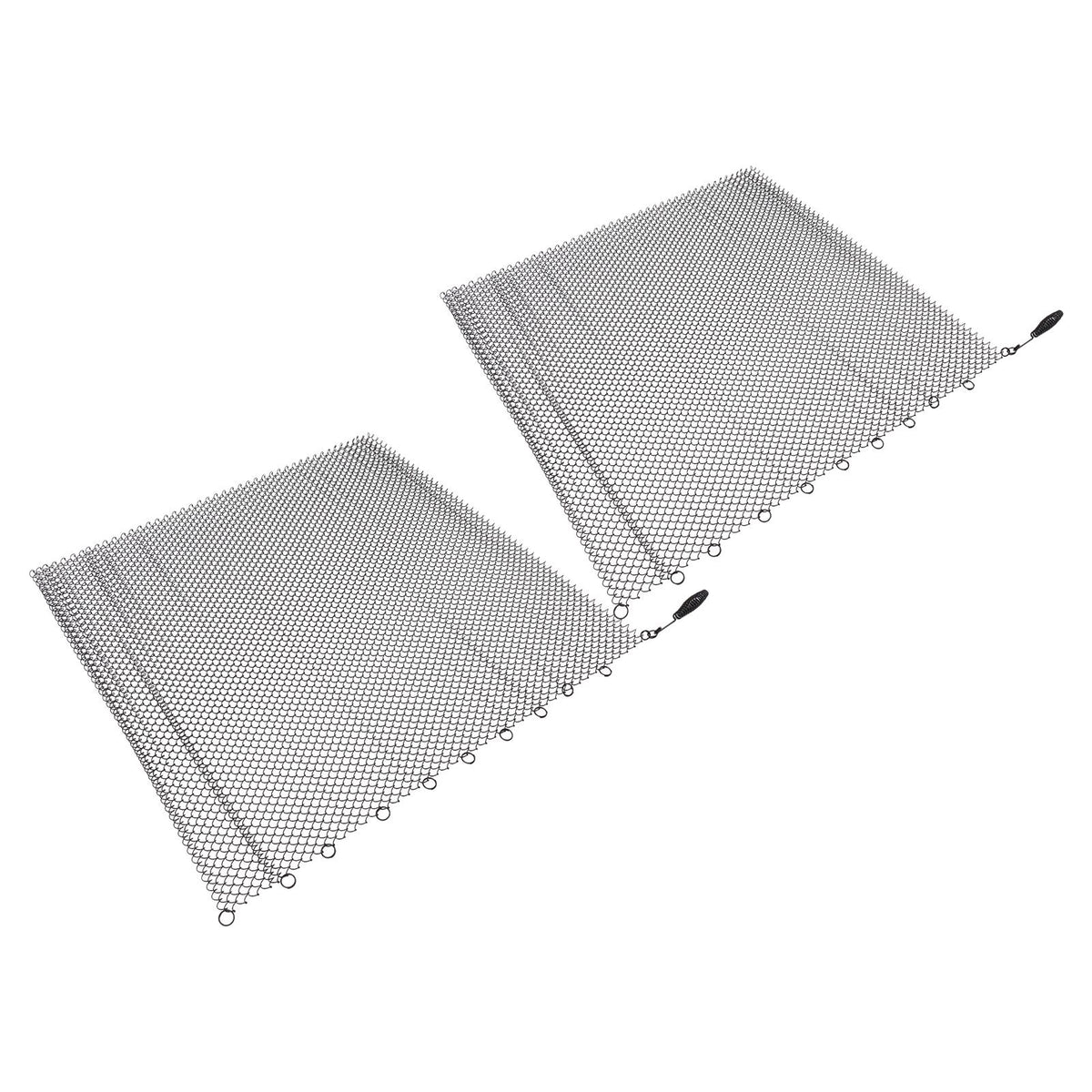 Fireplace Mesh Screen Curtain 2 Wide Panels Hanging Replacement Screens for Home Wood Burning Fireplace Black 24x22in