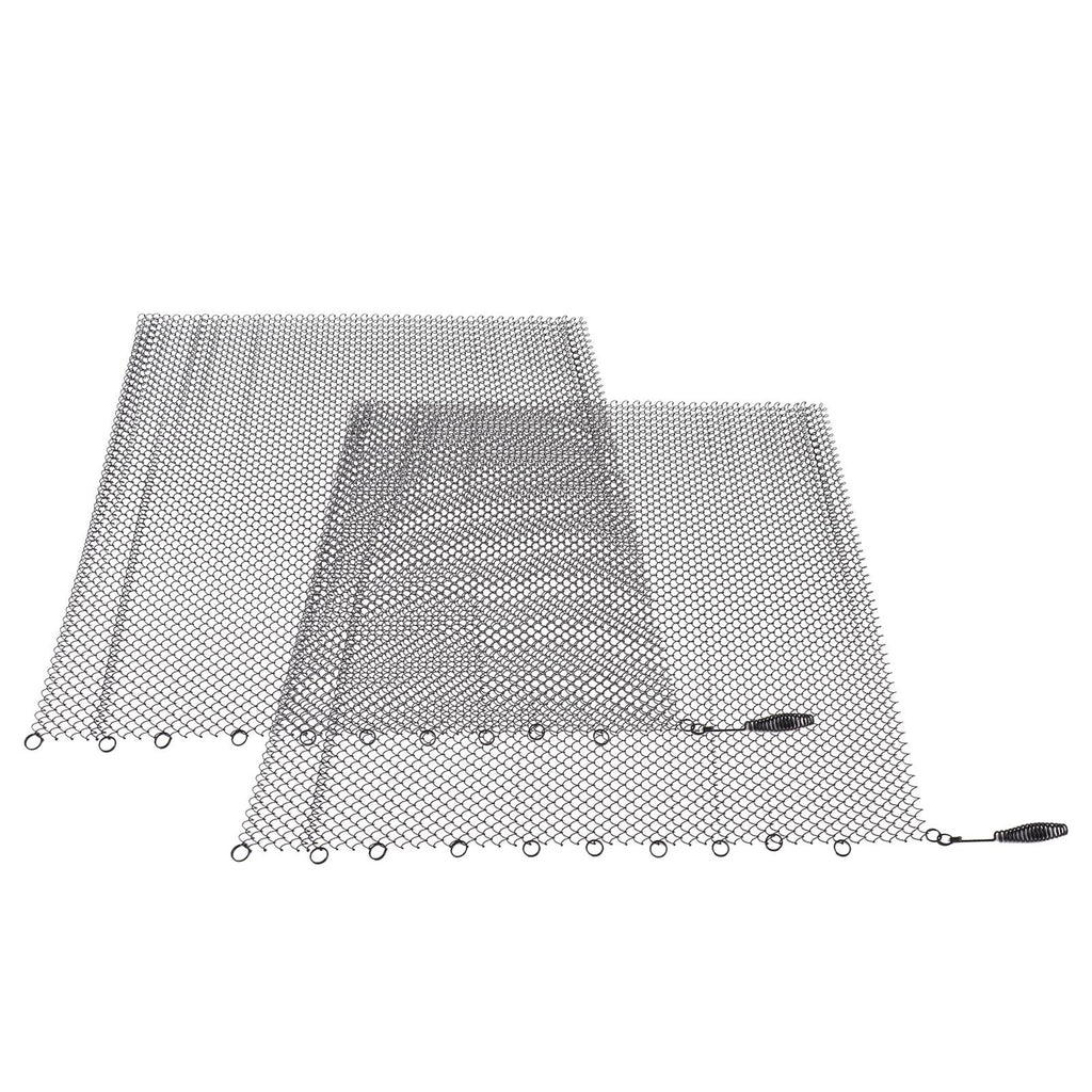 Fireplace Mesh Screen Curtain 2 Wide Panels Hanging Replacement Screens for Home Wood Burning Fireplace Black 24x22in