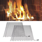 Fireplace Mesh Screen Curtain 2 Wide Panels Hanging Replacement Screens for Home Wood Burning Fireplace Black 24x22in