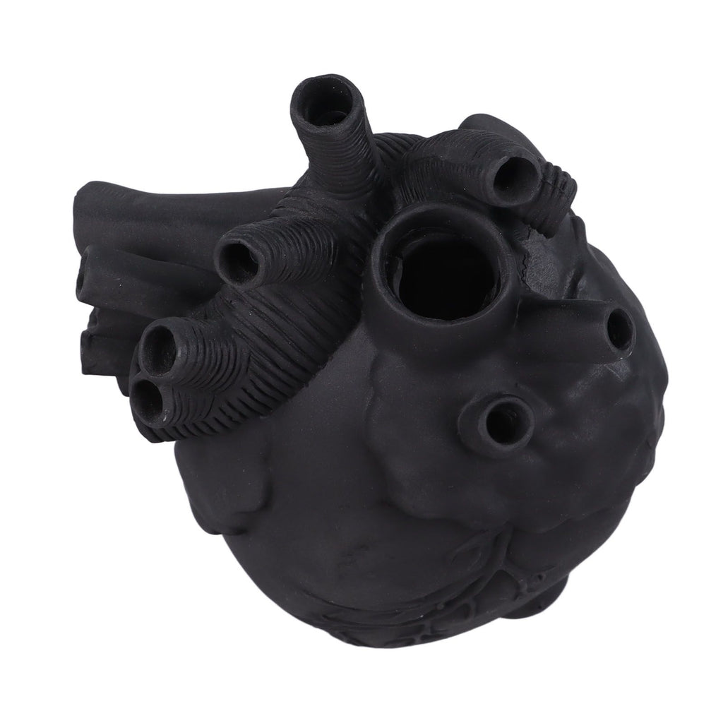 Creative Anatomical Heart Vases Resin Sculpture Heart Shaped Art Flower Vases Desktop Home Decoration for Living Room Black