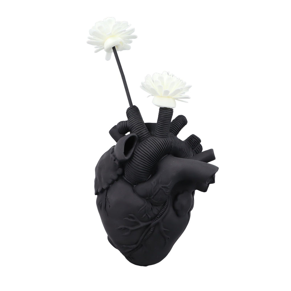 Creative Anatomical Heart Vases Resin Sculpture Heart Shaped Art Flower Vases Desktop Home Decoration for Living Room Black