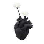 Creative Anatomical Heart Vases Resin Sculpture Heart Shaped Art Flower Vases Desktop Home Decoration for Living Room Black