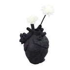 Creative Anatomical Heart Vases Resin Sculpture Heart Shaped Art Flower Vases Desktop Home Decoration for Living Room Black