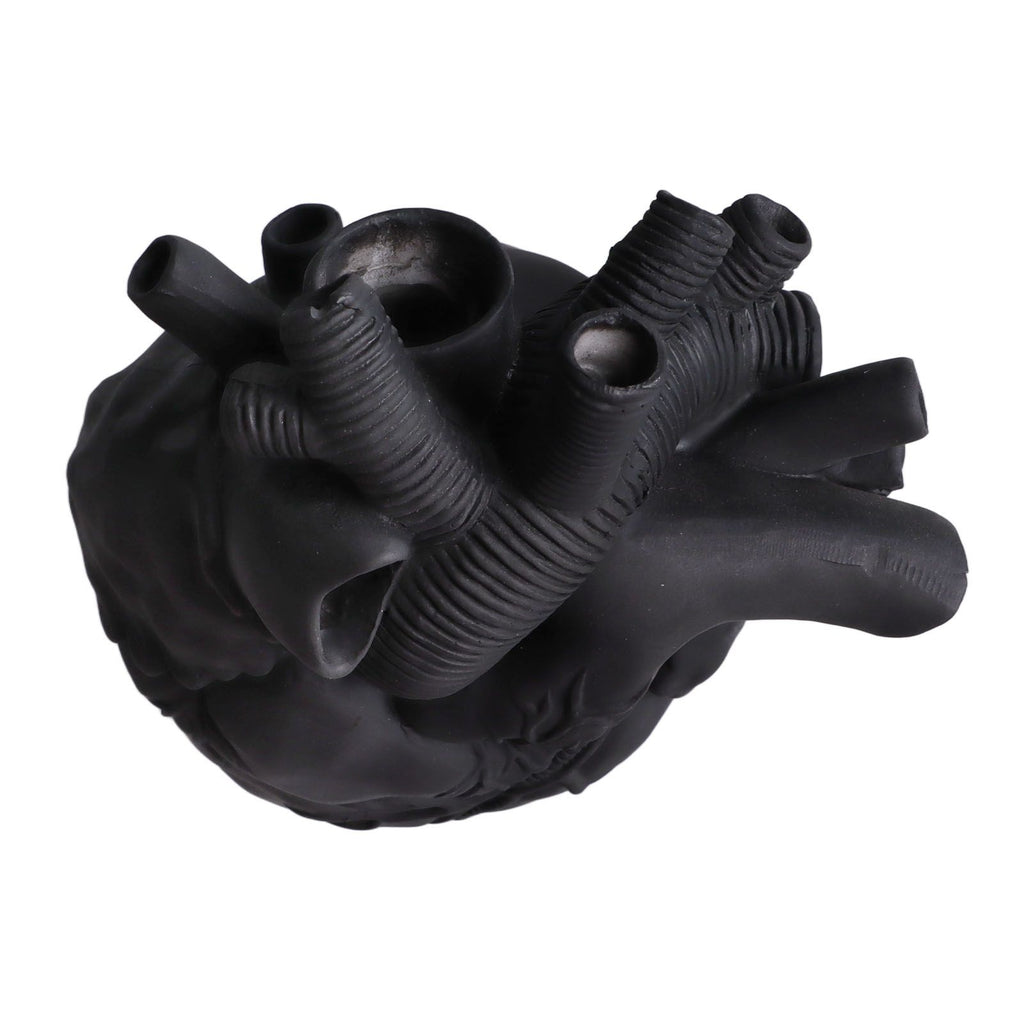 Creative Anatomical Heart Vases Resin Sculpture Heart Shaped Art Flower Vases Desktop Home Decoration for Living Room Black