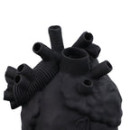 Creative Anatomical Heart Vases Resin Sculpture Heart Shaped Art Flower Vases Desktop Home Decoration for Living Room Black